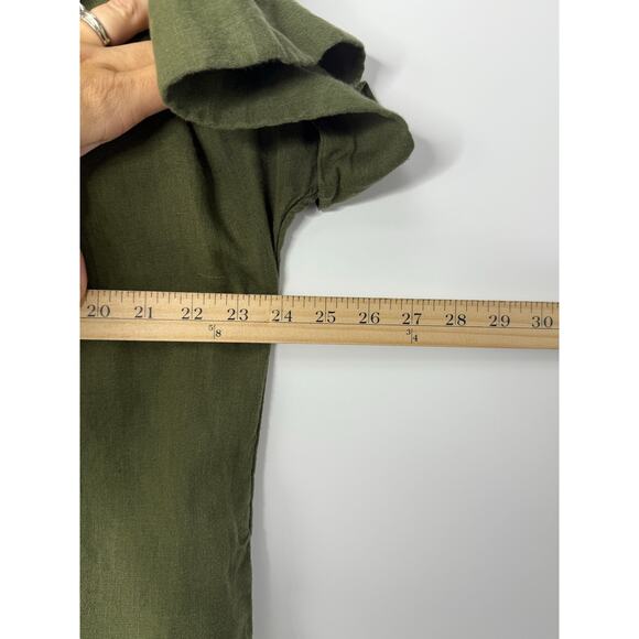 J.Crew Baird McNutt Irish Linen Button-Down Shirtdress in Olive Green Size M - Picture 7 of 9